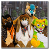 Eurofurence 2014 fursuit photoshoot. Preview picture of Kayfox, FoxB, Eddie, …